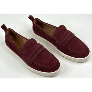 Vionic Uptown Deep Red/Burgundy Suede Loafers Size 7.5 EUC